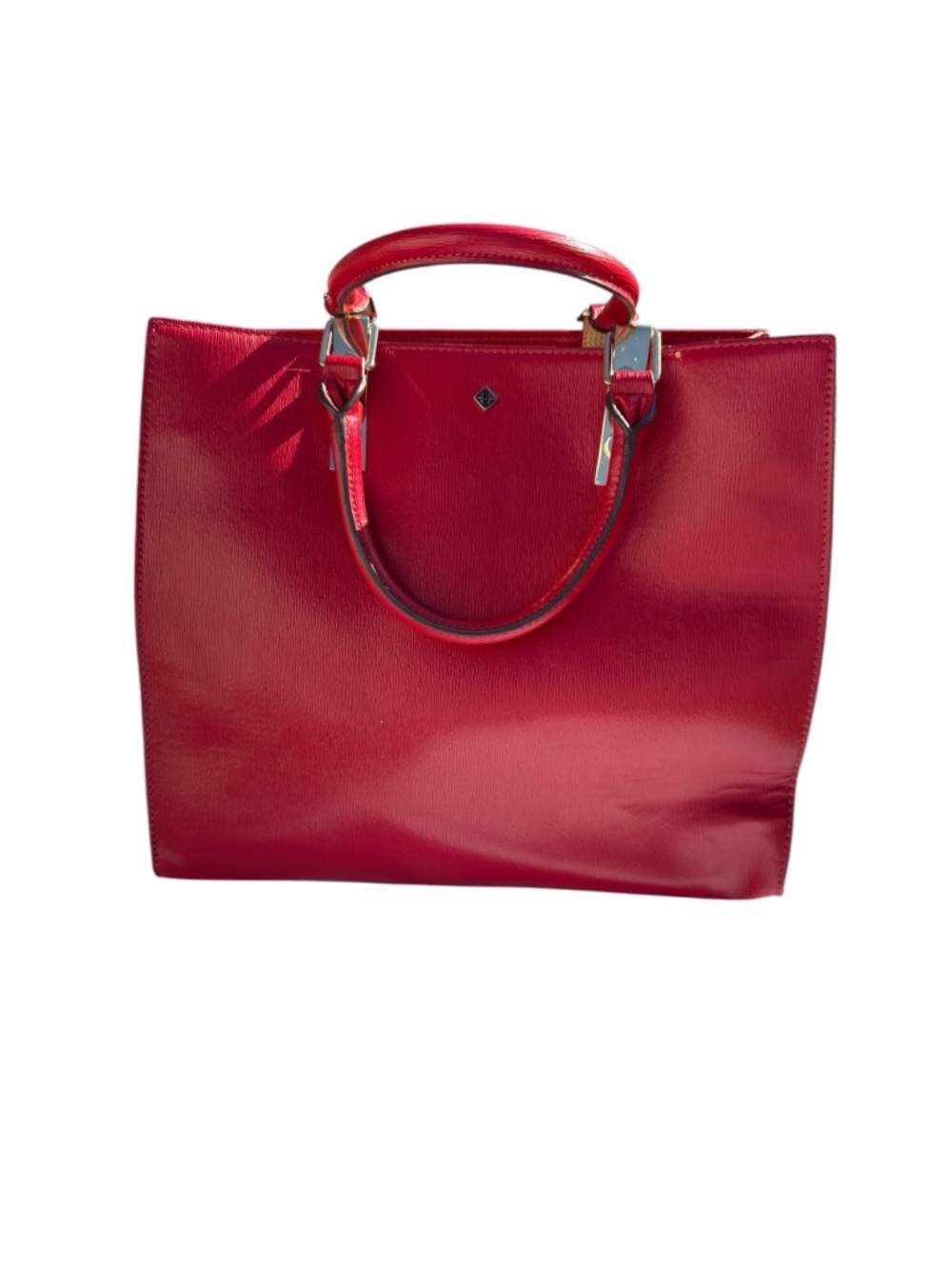 Antonio Melani Red Structured Faux Leather Tote Handbag Top Handle Shoulder Bag